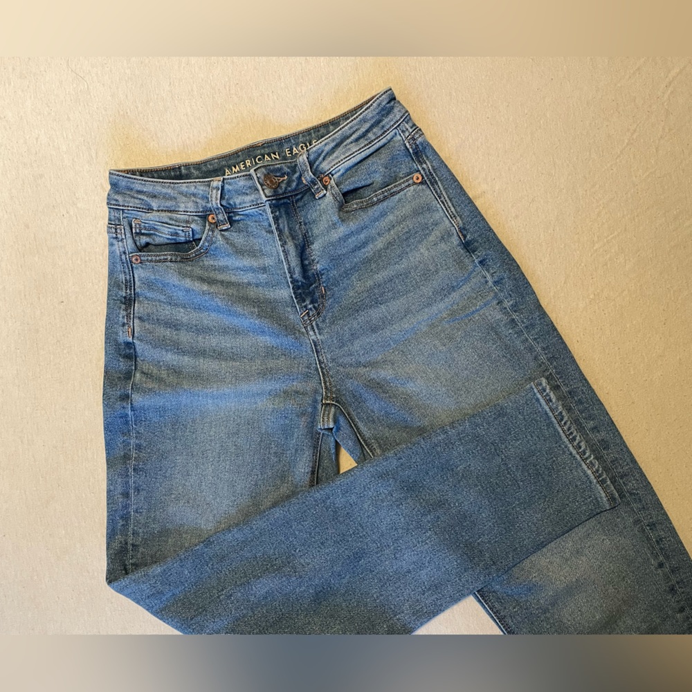 american eagle high rise stretch mom jeans size 0